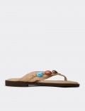 Women's Sandstone Patent Leather Sandals