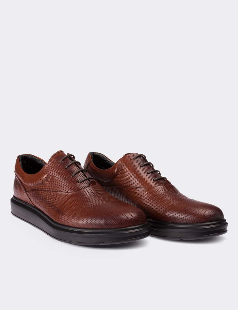 Brown  Leather Lace-up Shoes - 01652MKHVP01