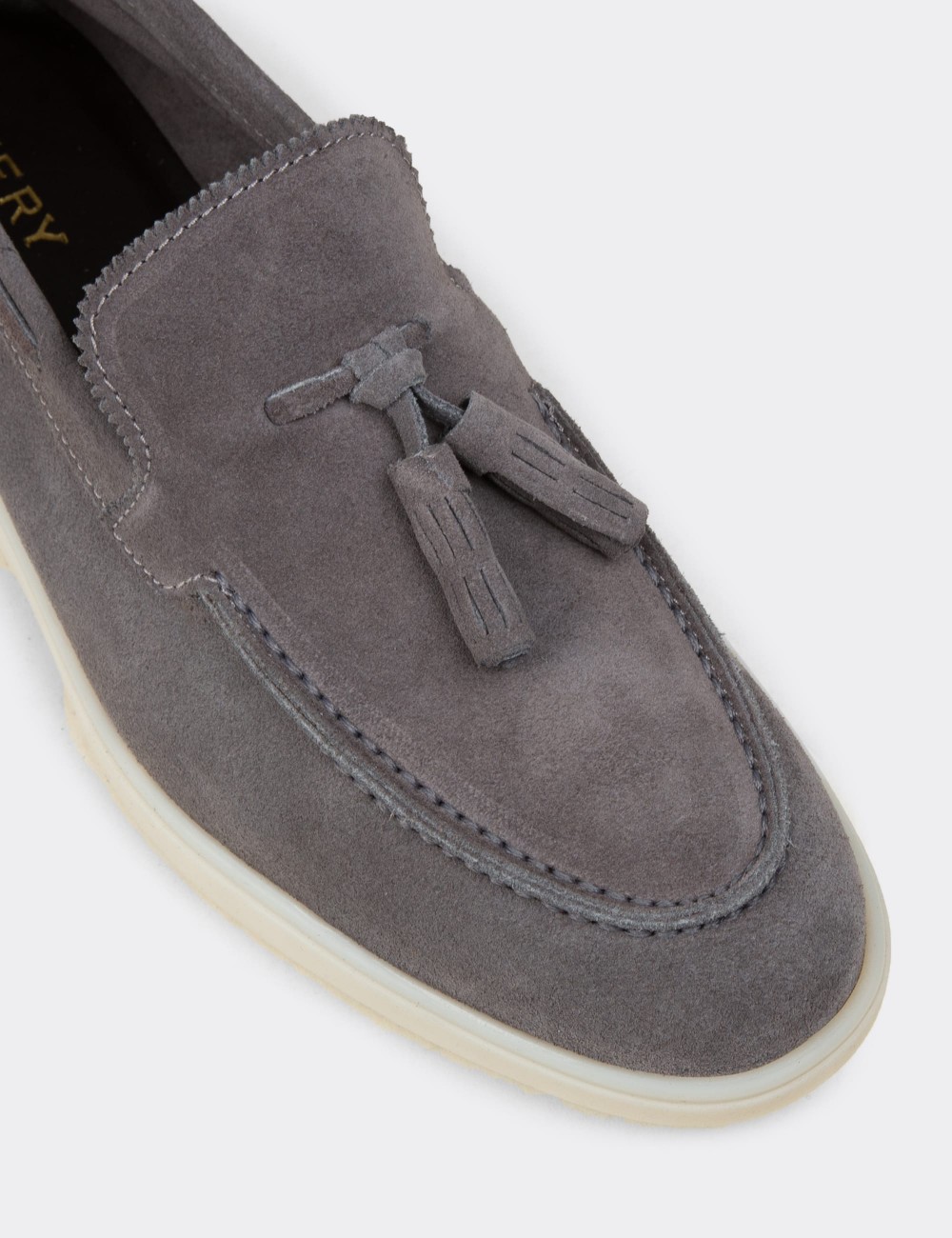 Men's Gray Suede Leather Loafers - 02027MGRIC01