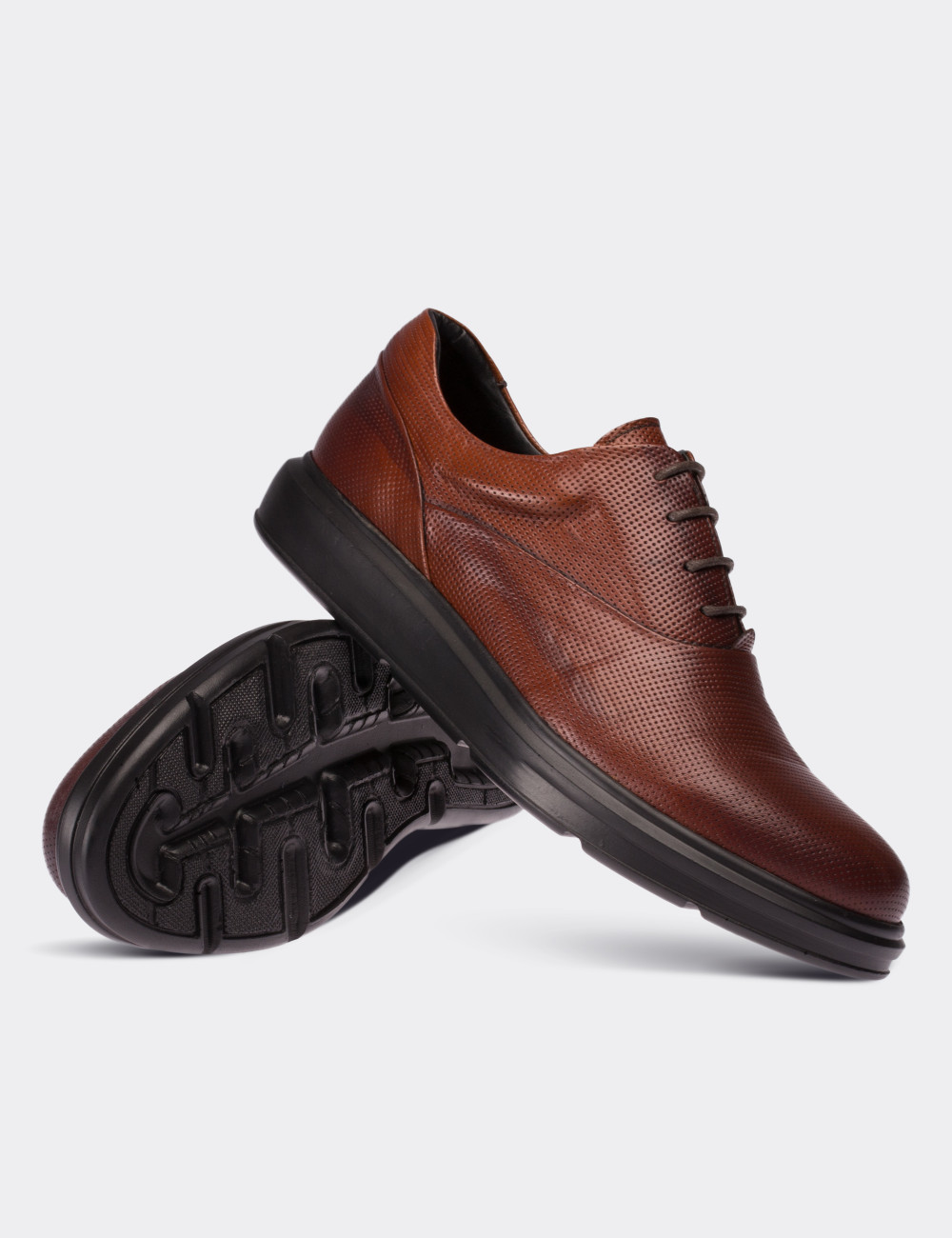 Brown  Leather Lace-up Shoes - 01652MKHVP01