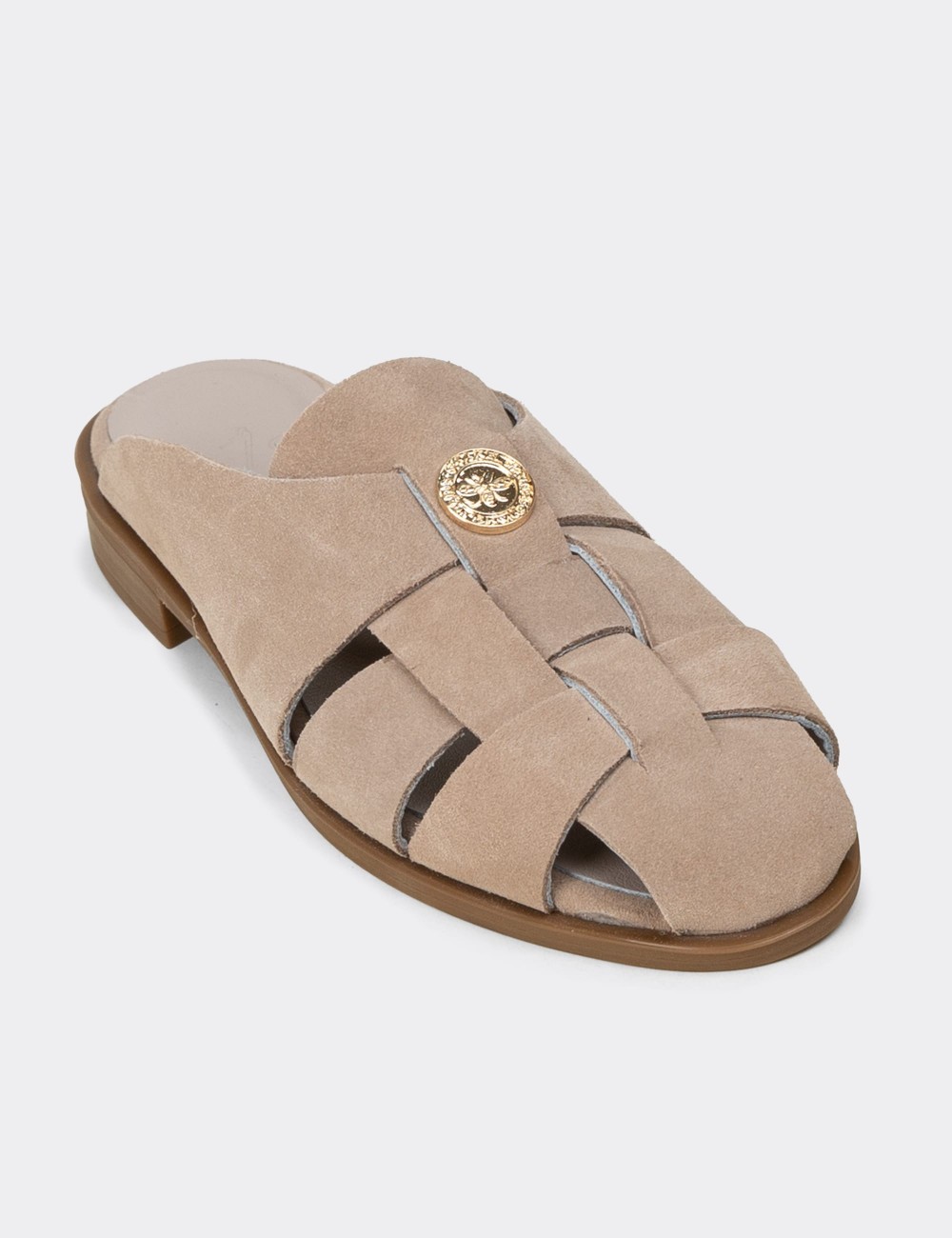 Men's Sandstone Suede Leather Sandals - Z4200ZVZNC01