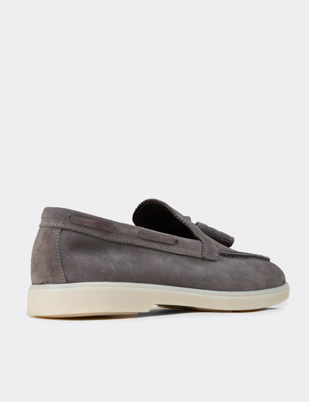 Men's Gray Suede Leather Loafers - 02027MGRIC01