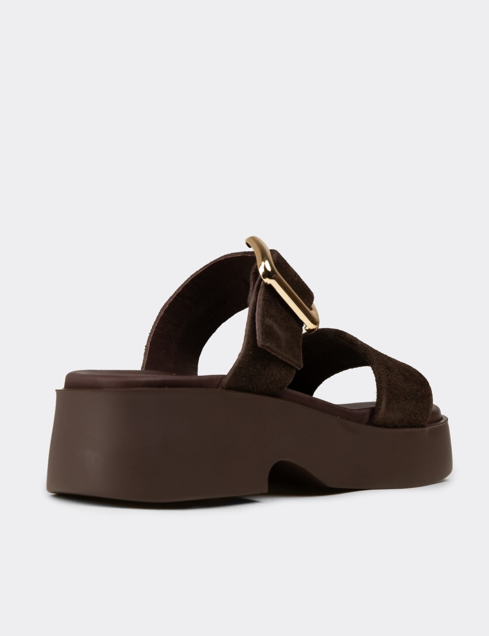 Women’s Brown Suede Leather Platform Sandals - L2506ZKHVP01