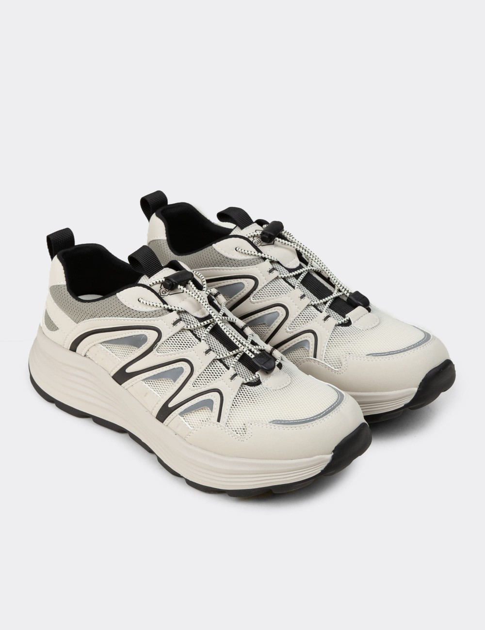 Men's Beige Sneakers - 26542MBEJE01