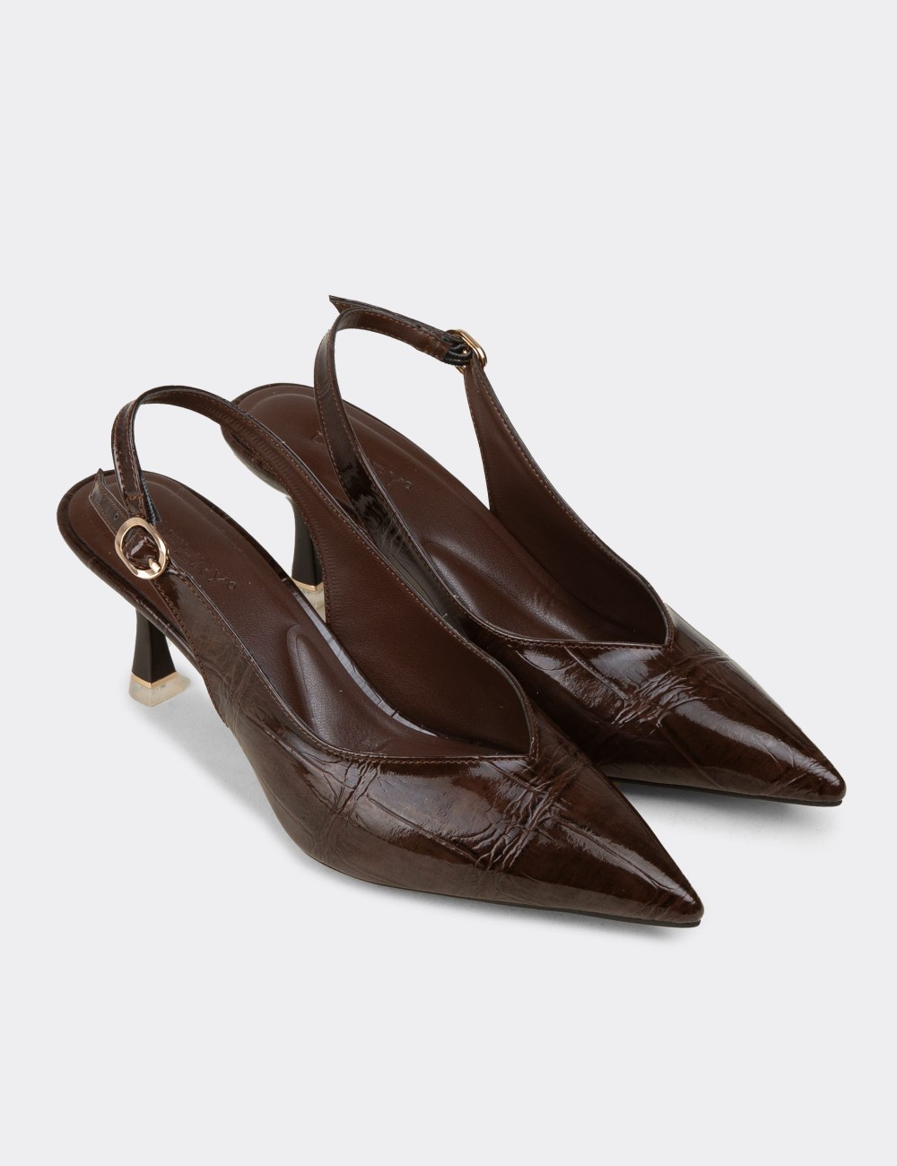Women's Brown Slingback Heels - K3020ZKHVM01