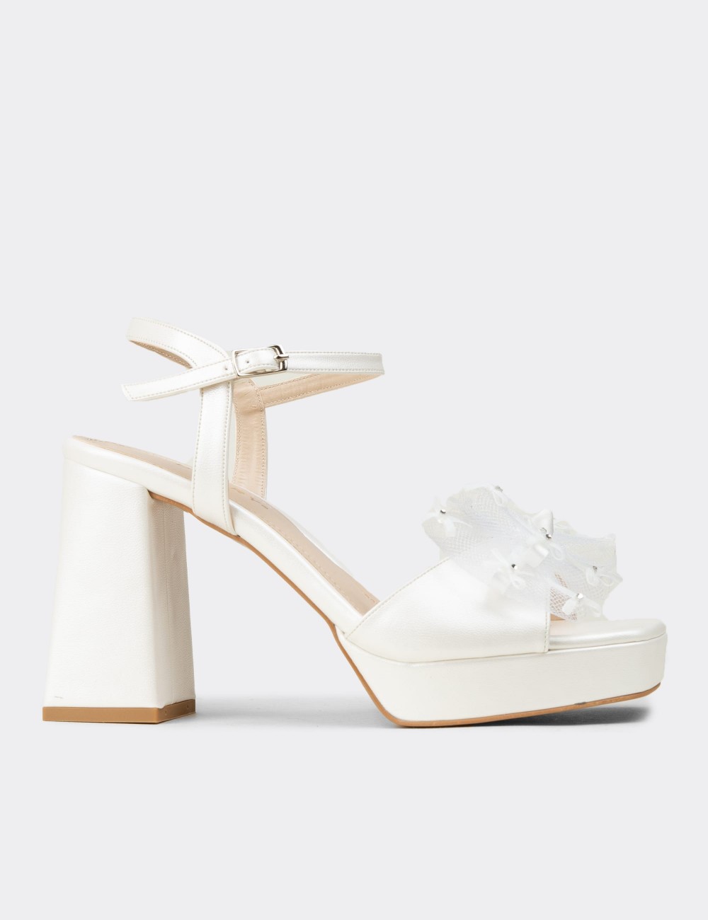 Women's White Evening Heel - K0104ZSDFM01