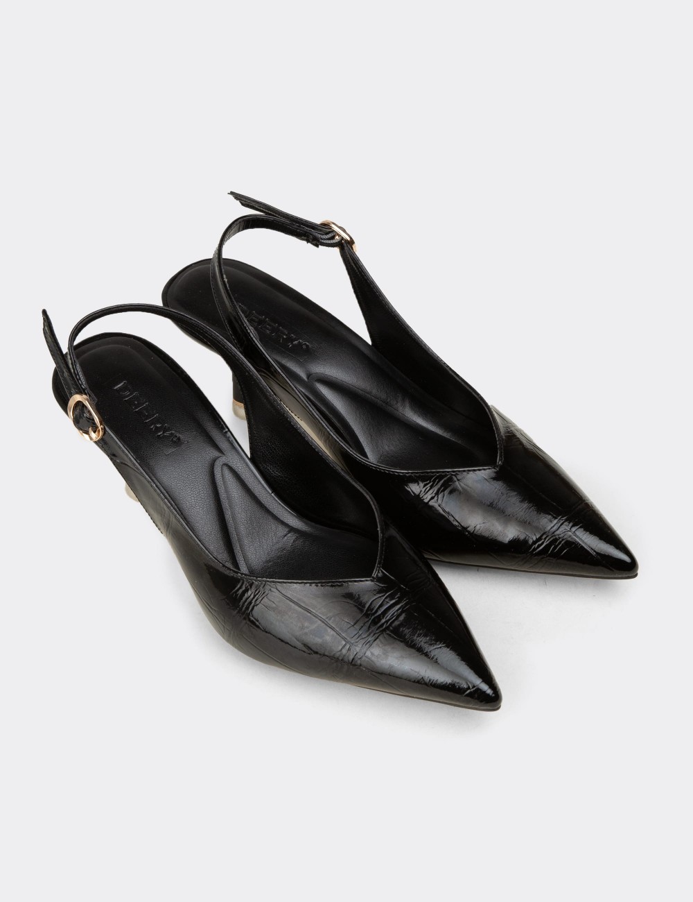 Women's Black Slingback Heels - K3020ZSYHM01