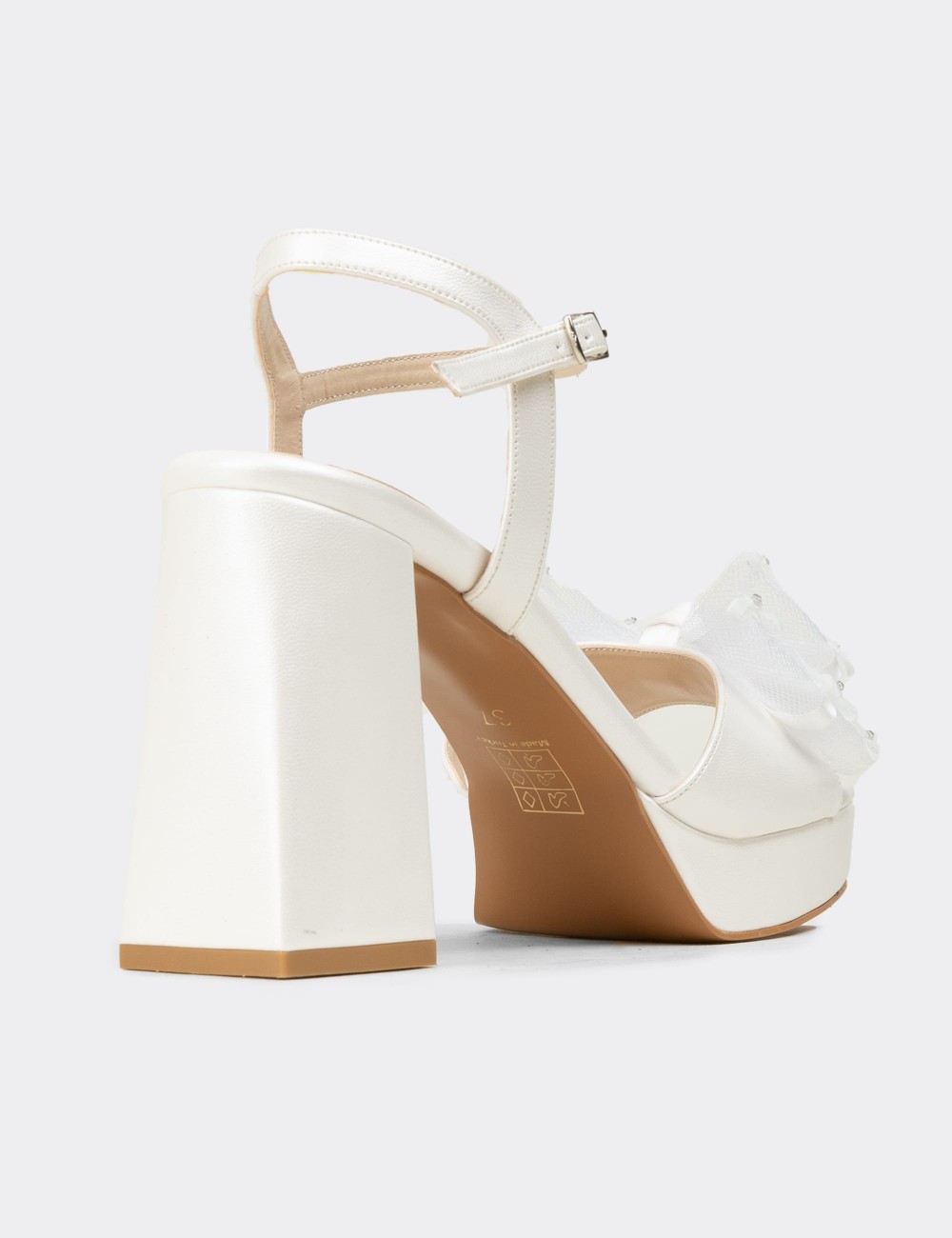 Women's White Evening Heel - K0104ZSDFM01