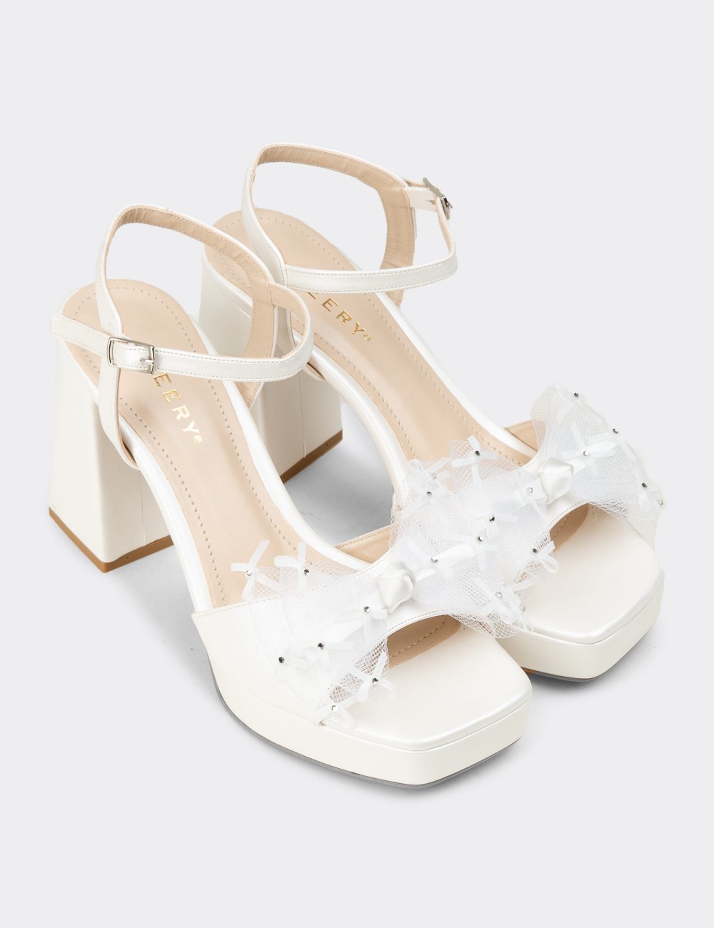 Women's White Evening Heel - K0104ZSDFM01