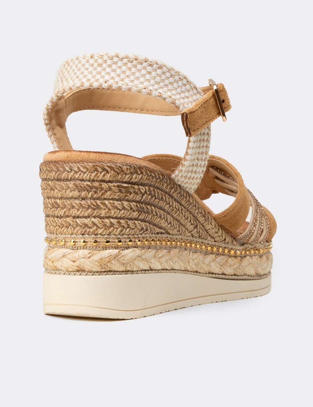 Women's Tan Wedge Sandals - 26231ZTBAC01
