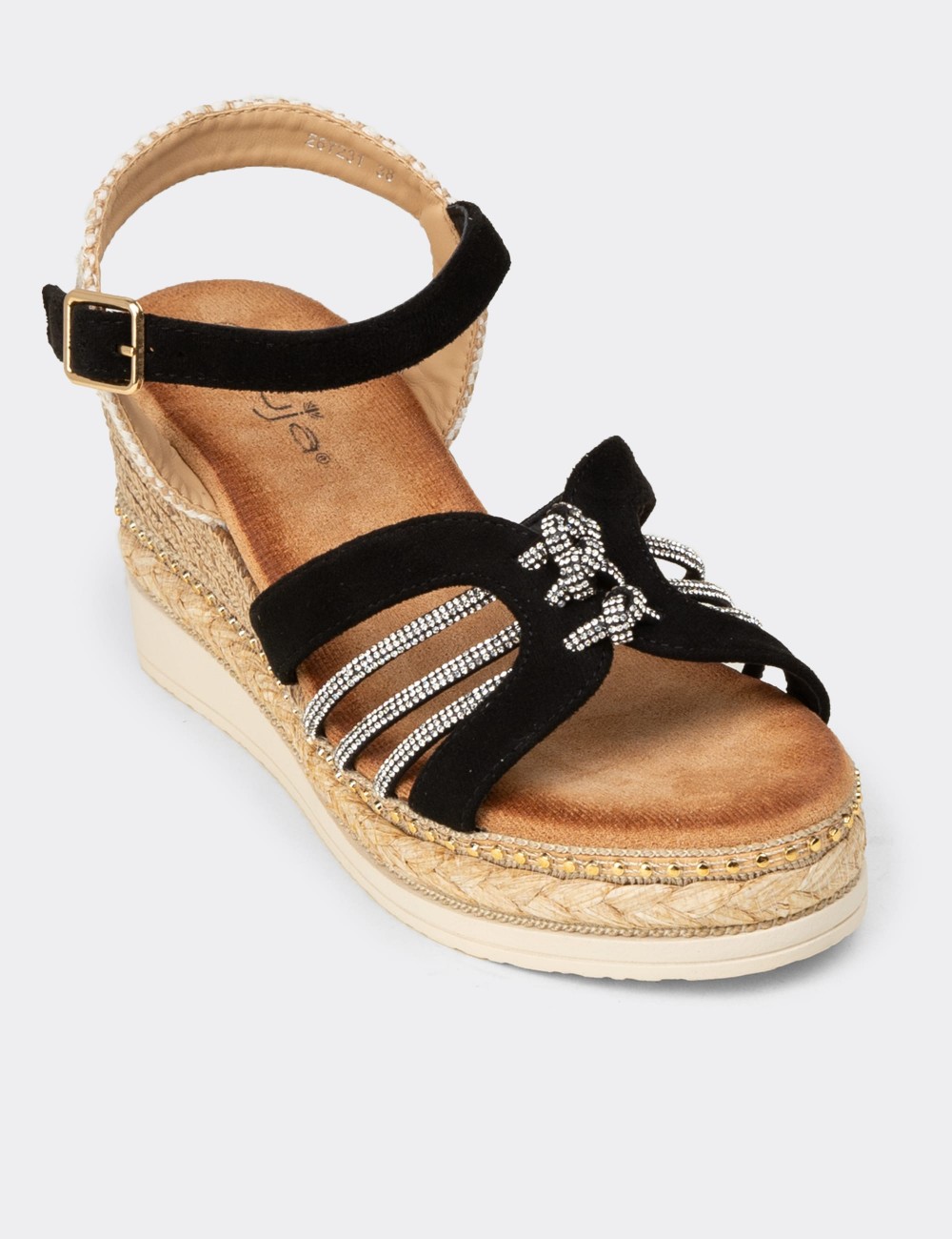 Women's Black Wedge Sandals - 26231ZSYHC01