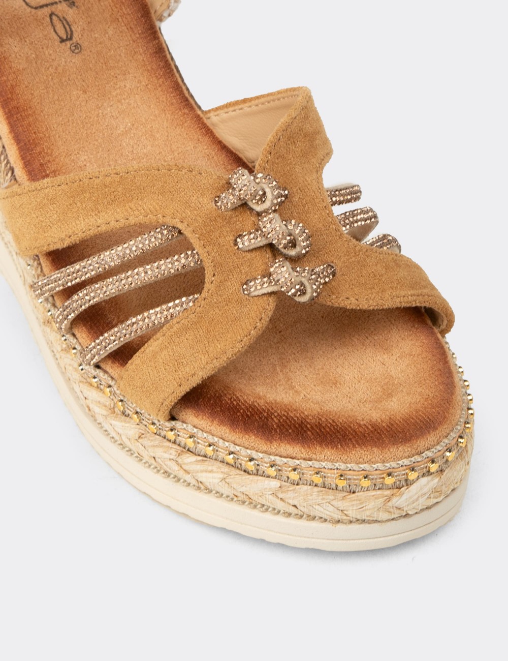 Women's Tan Wedge Sandals - 26231ZTBAC01