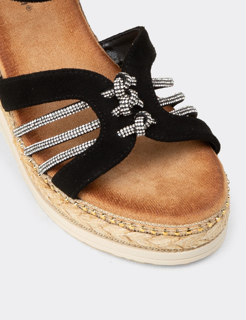 Women's Black Wedge Sandals - 26231ZSYHC01