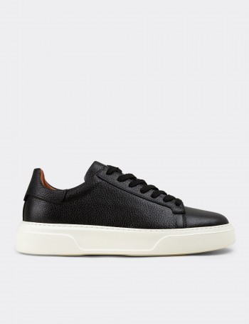 Men's Black Leather Sneakers