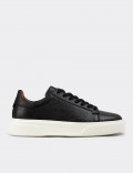 Men's Black Leather Sneakers