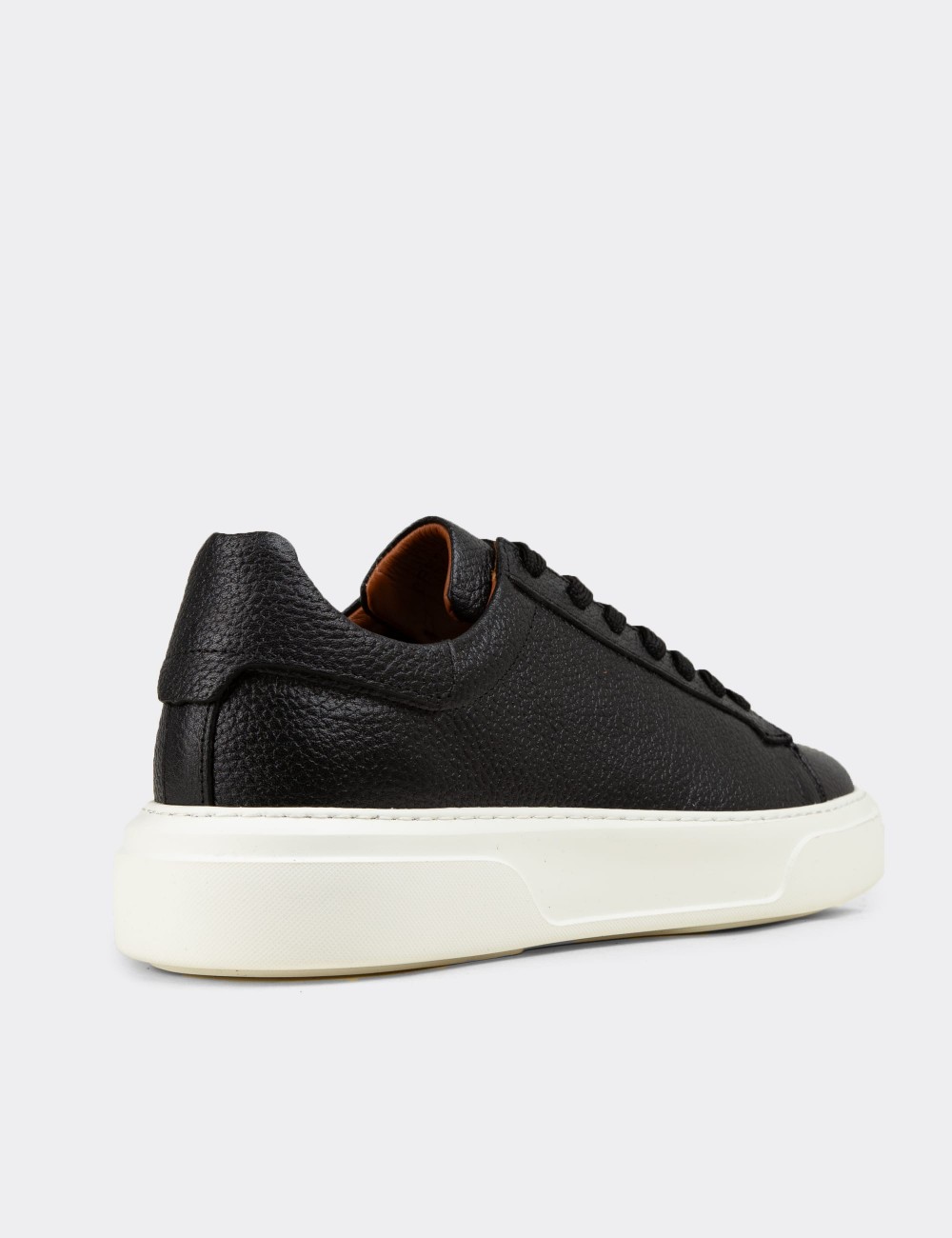 Men's Black Leather Sneakers - 04651MSYHE01