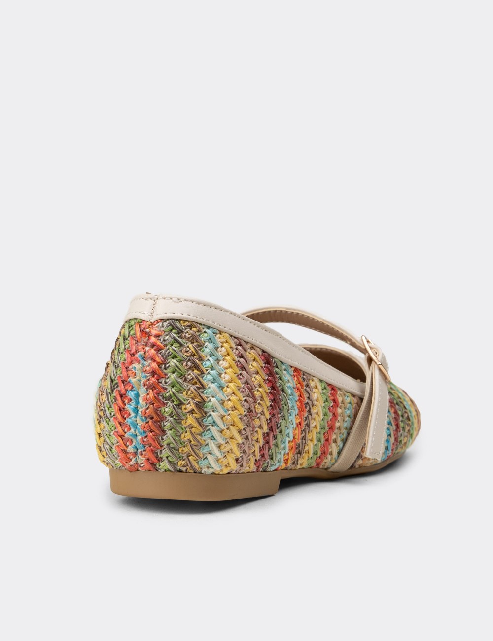 Women's Beige Mary Jane Flats - K0696ZBEJC01