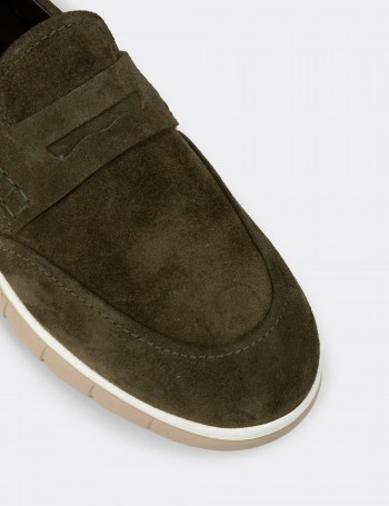 Men's Green Suede Leather Loafers