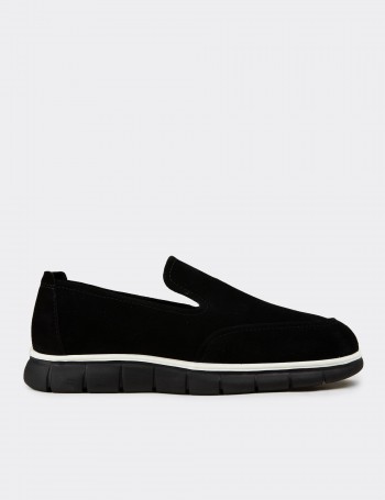 Men's Black Suede Leather Loafers