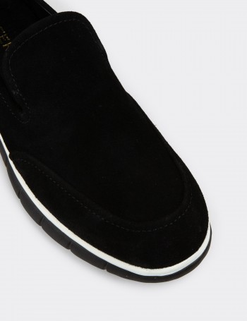 Men's Black Suede Leather Loafers