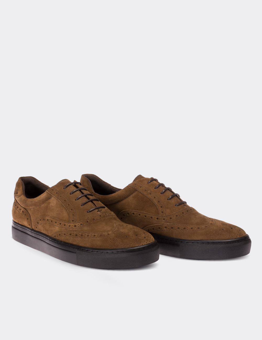 Tan Suede Leather Sneakers - 01637MTBAC04