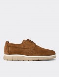 Men's Tan Suede Leather Lace-Up Shoes