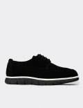 Men's Black Suede Leather Lace-up Footwear