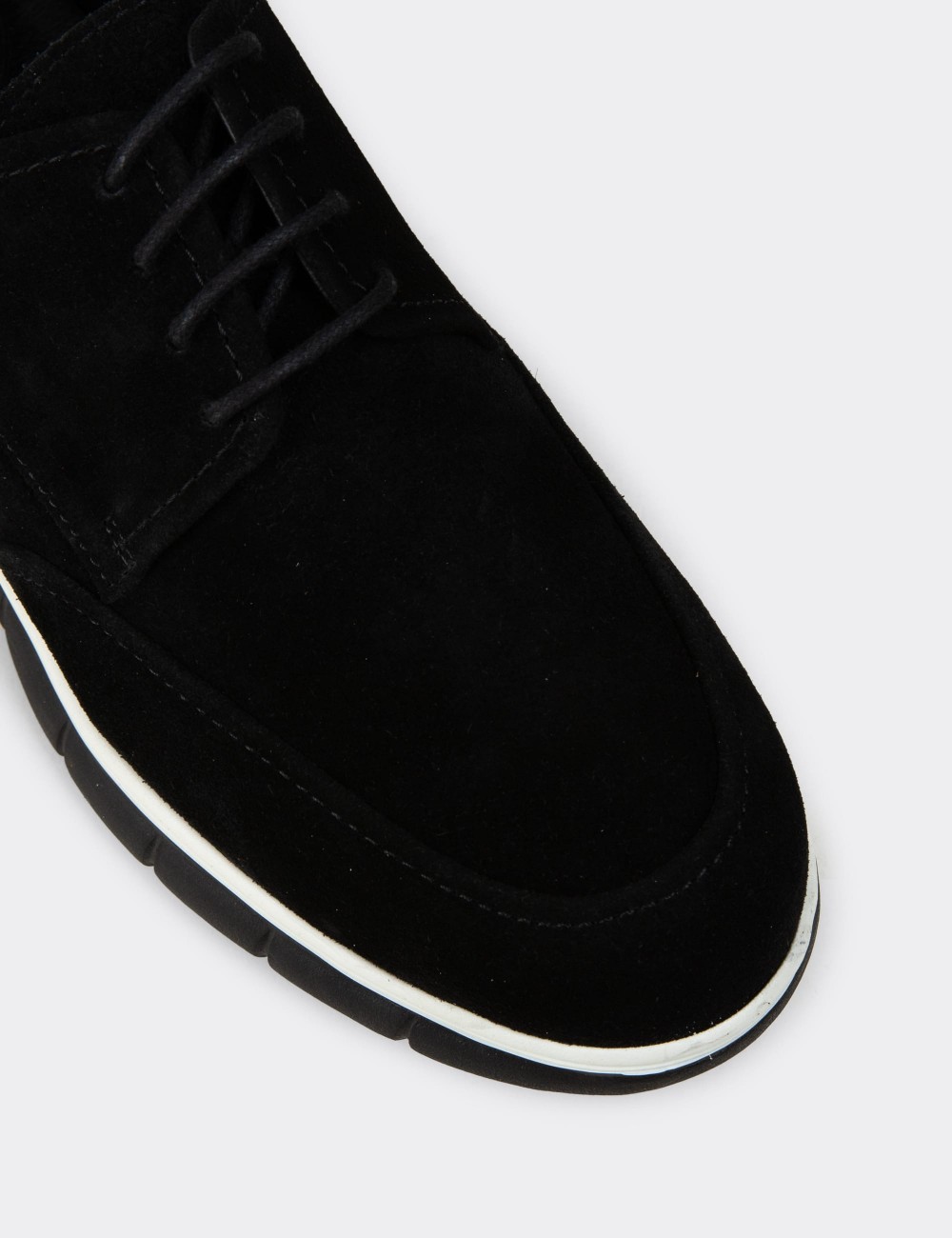 Men's Black Suede Leather Lace-up Footwear - 02046MSYHE01