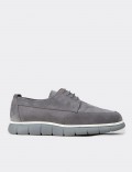 Men's Gray Suede Leather Lace-up Footwear