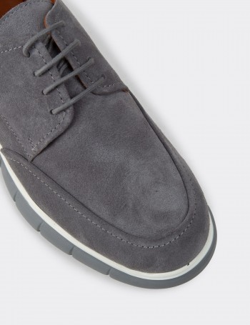 Men's Gray Suede Leather Lace-up Footwear