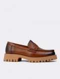 Women's Tan Leather Loafers