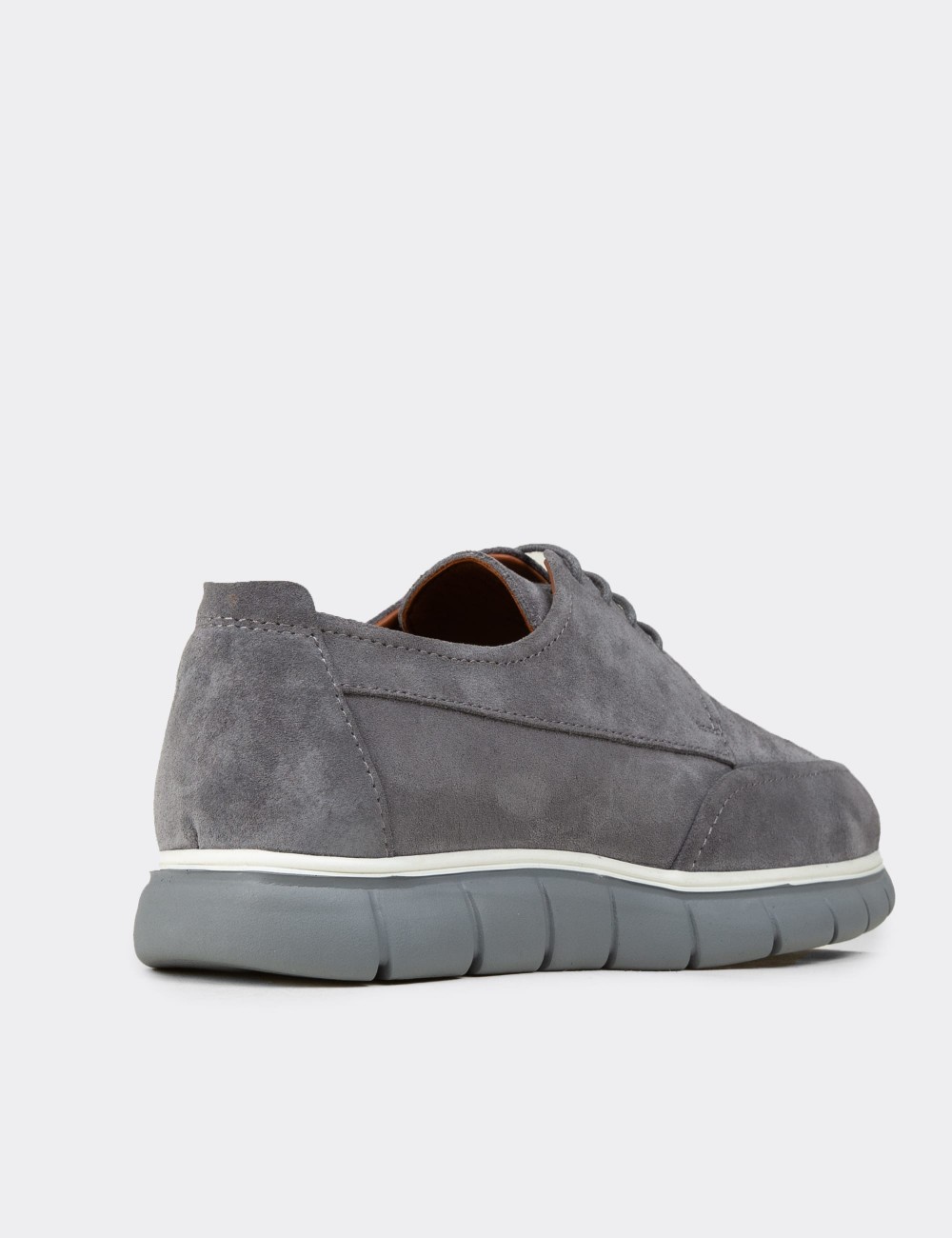 Men's Gray Suede Leather Lace-up Footwear - 02046MGRIE01