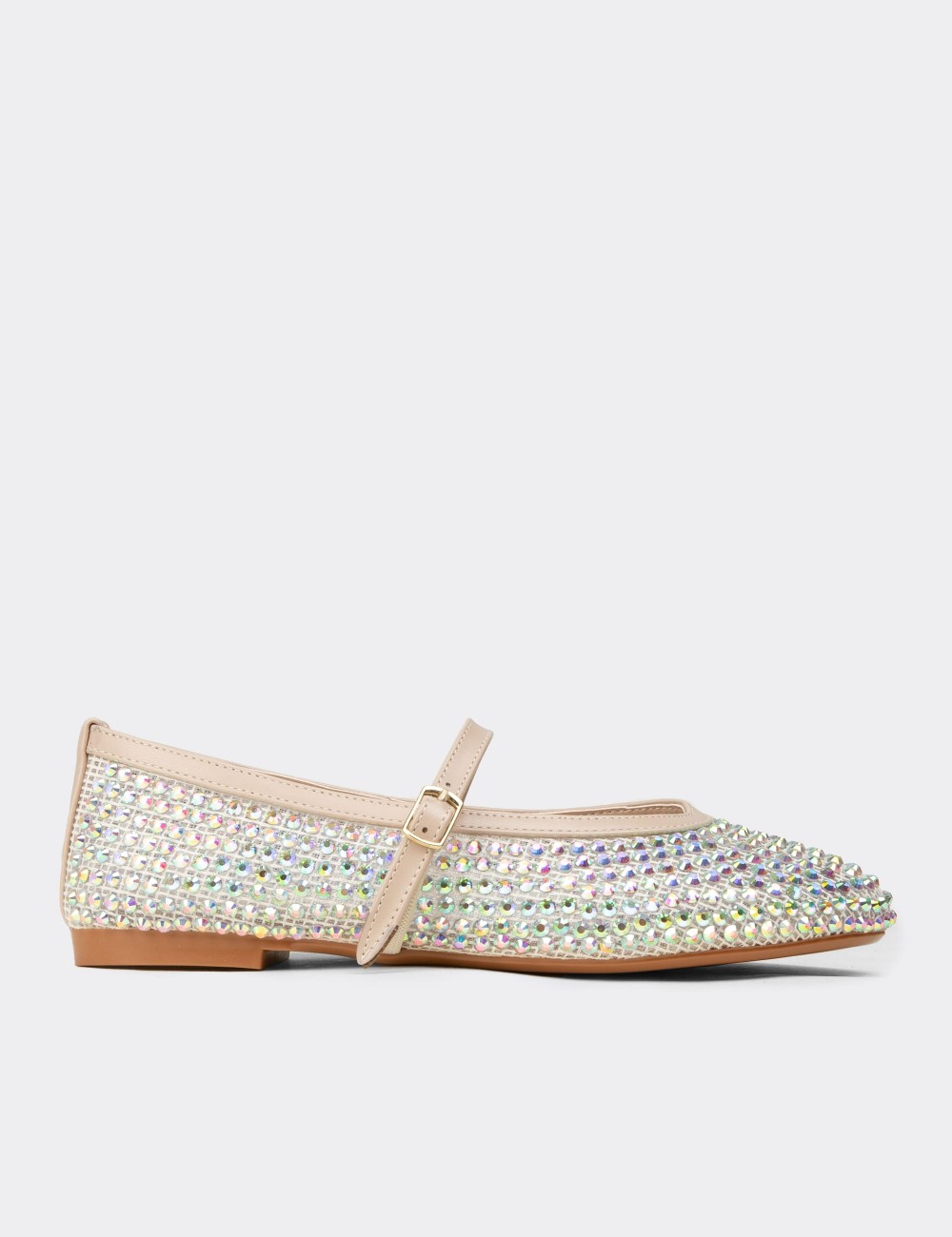 Women's Beige Flat Mary Jane - K0228ZBEJC01