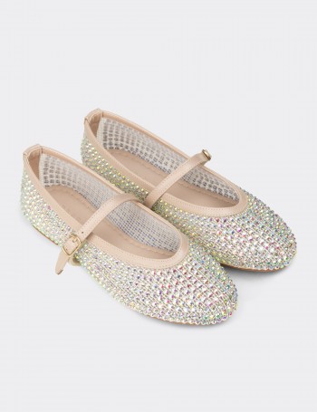 Women's Beige Flat Mary Jane - K0228ZBEJC01
