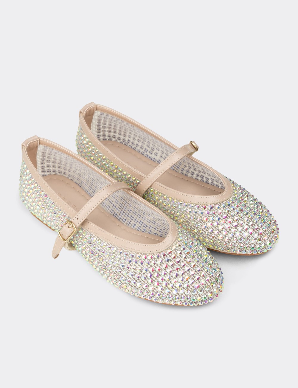 Women's Beige Flat Mary Jane - K0228ZBEJC01