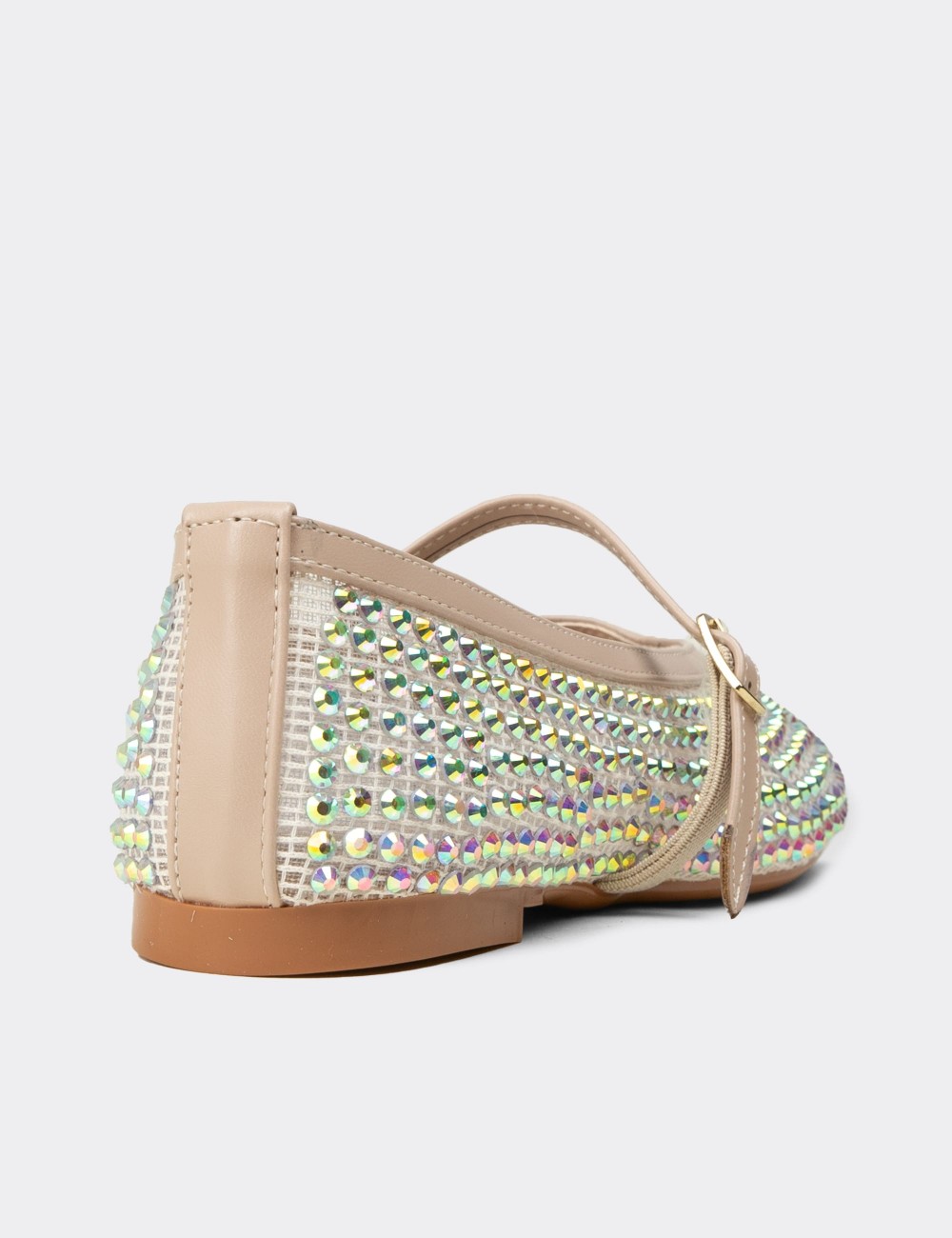 Women's Beige Flat Mary Jane - K0228ZBEJC01