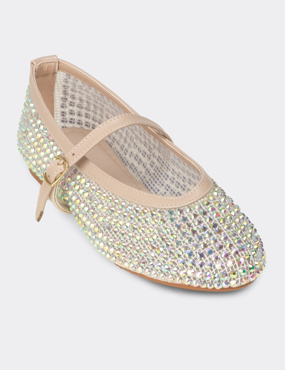 Women's Beige Flat Mary Jane - K0228ZBEJC01