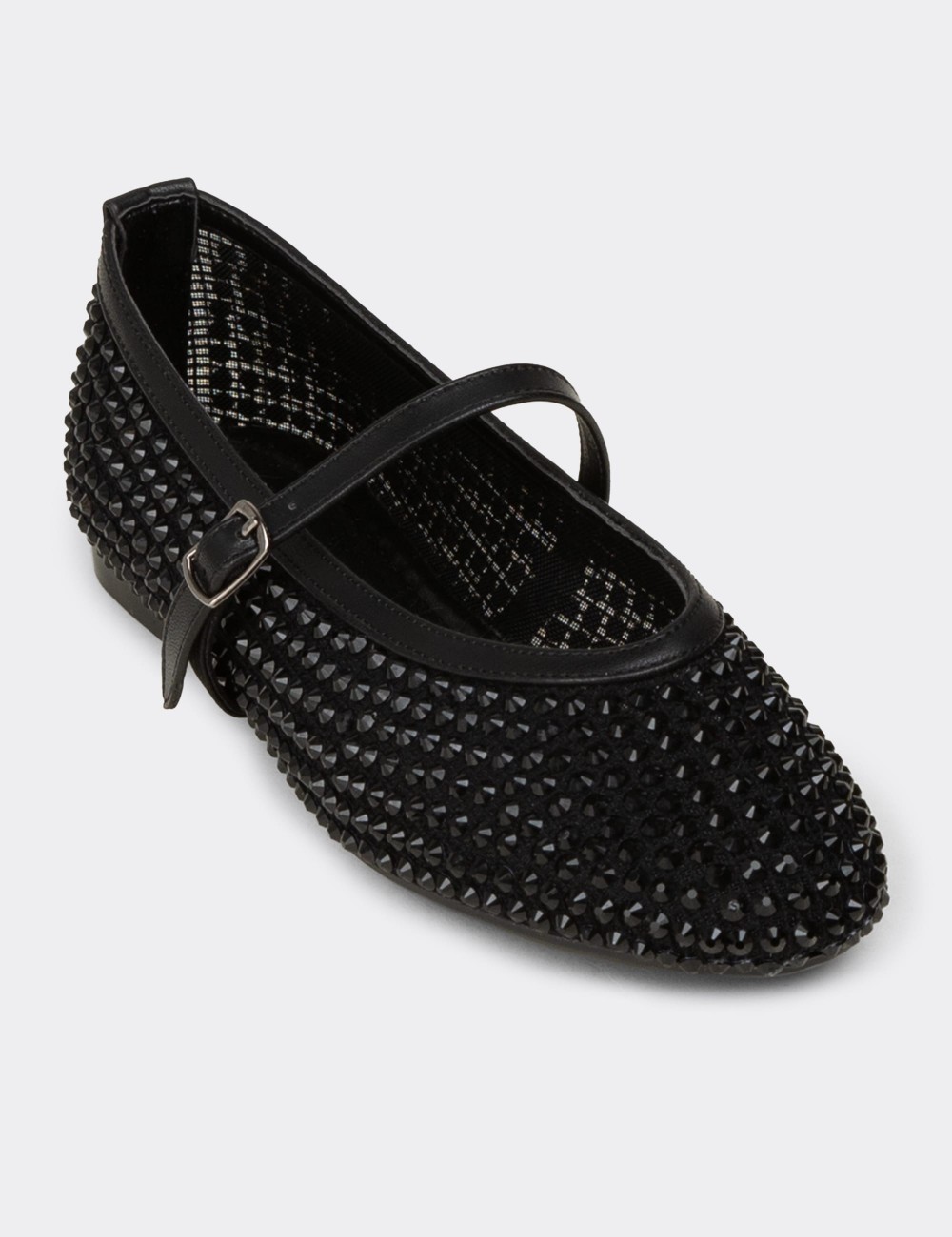 Women's Black Mary Jane Flats - K0228ZSYHC01