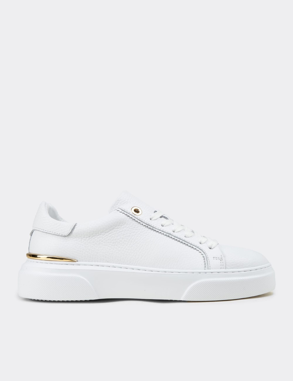 Women's White Leather Sneakers - 00502ZBYZE01