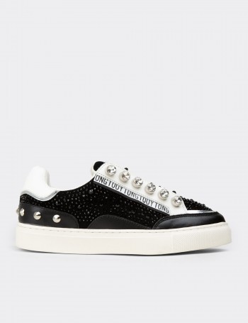 Women's Black Suede Leather Sneakers
