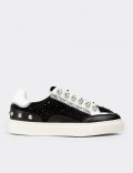 Women's Black Suede Leather Sneakers