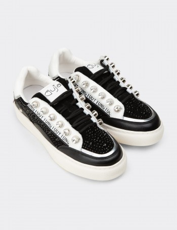 Women's Black Suede Leather Sneakers