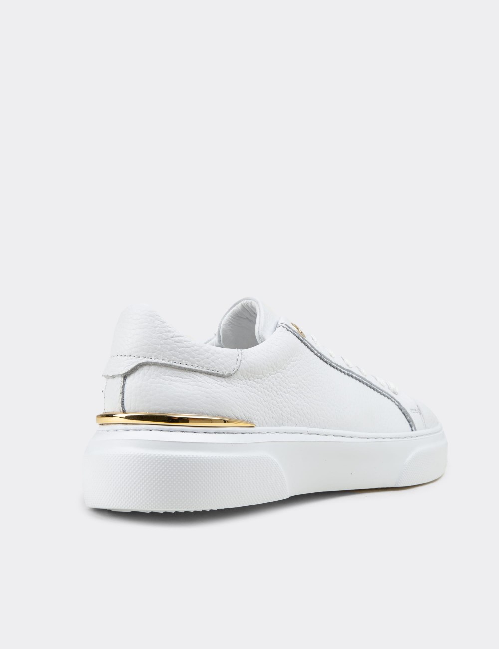Women's White Leather Sneakers - 00502ZBYZE01
