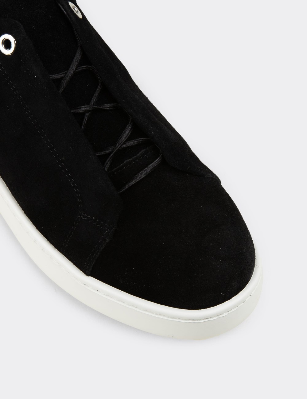 Men's Black Suede Athletic Shoes - 04444MSYHE01