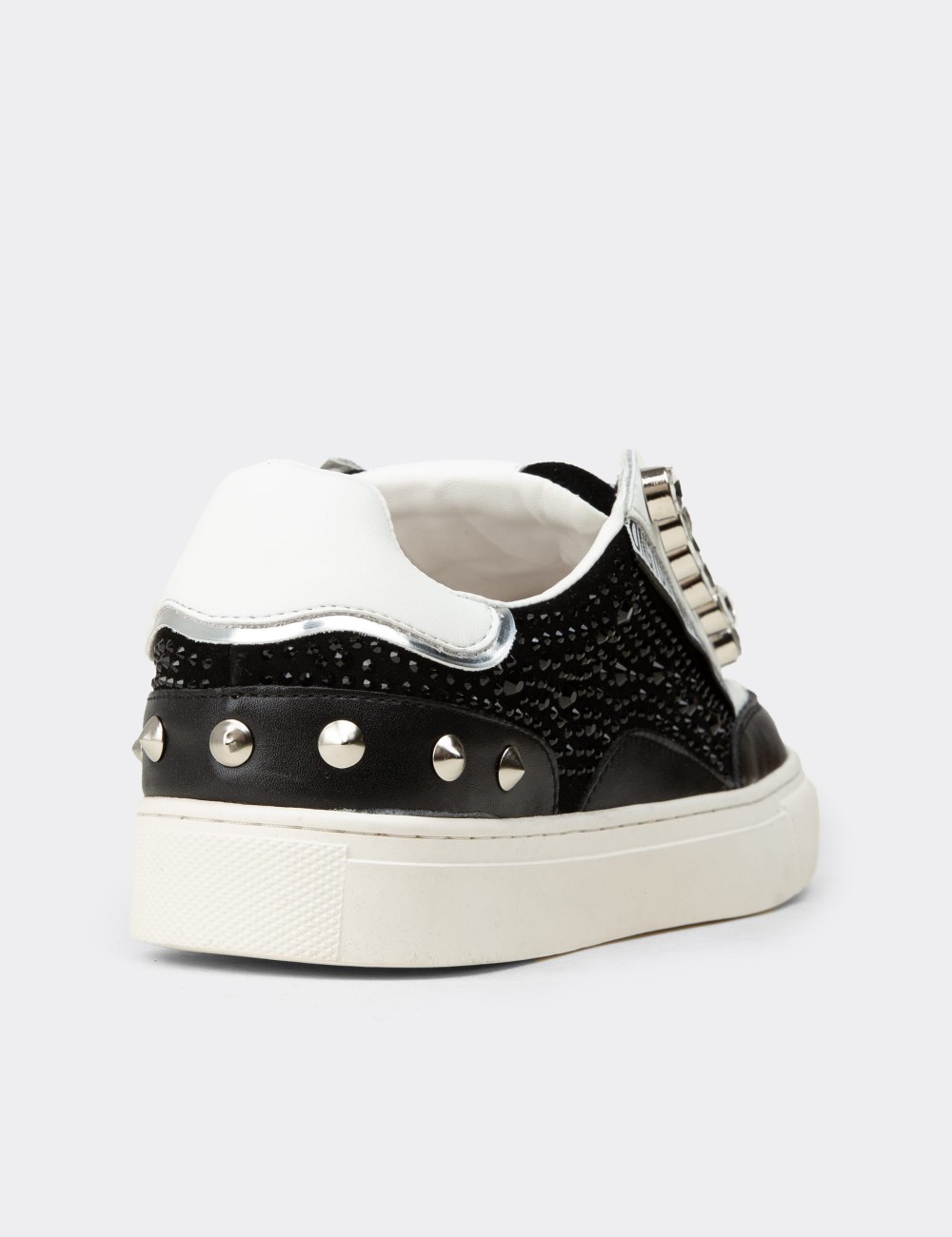Women's Black Suede Leather Sneakers - 26273ZSYHC01