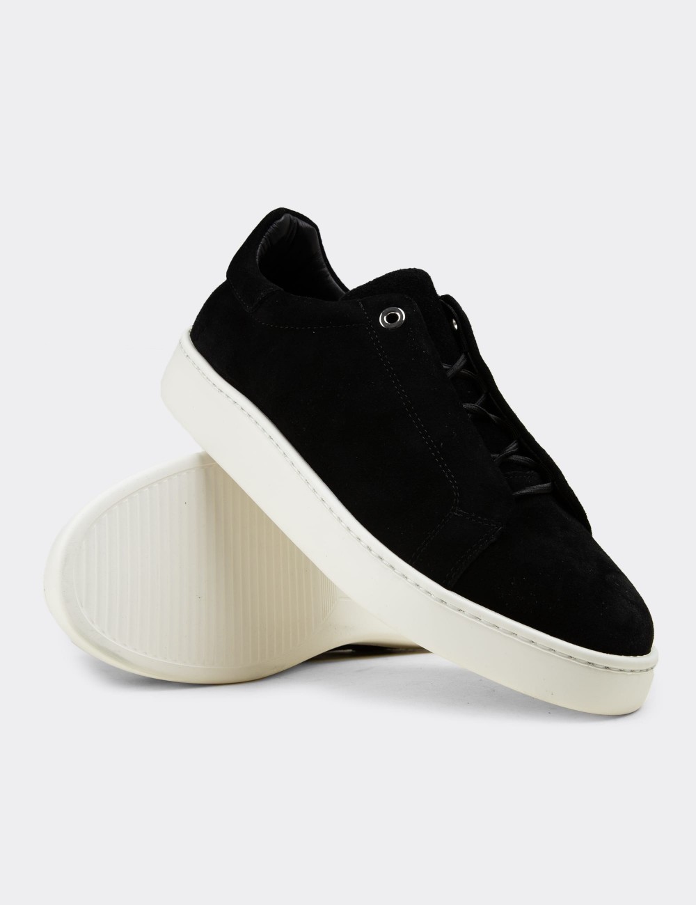 Men's Black Suede Athletic Shoes - 04444MSYHE01