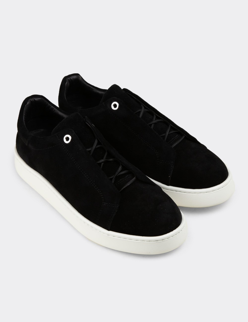 Men's Black Suede Athletic Shoes - 04444MSYHE01