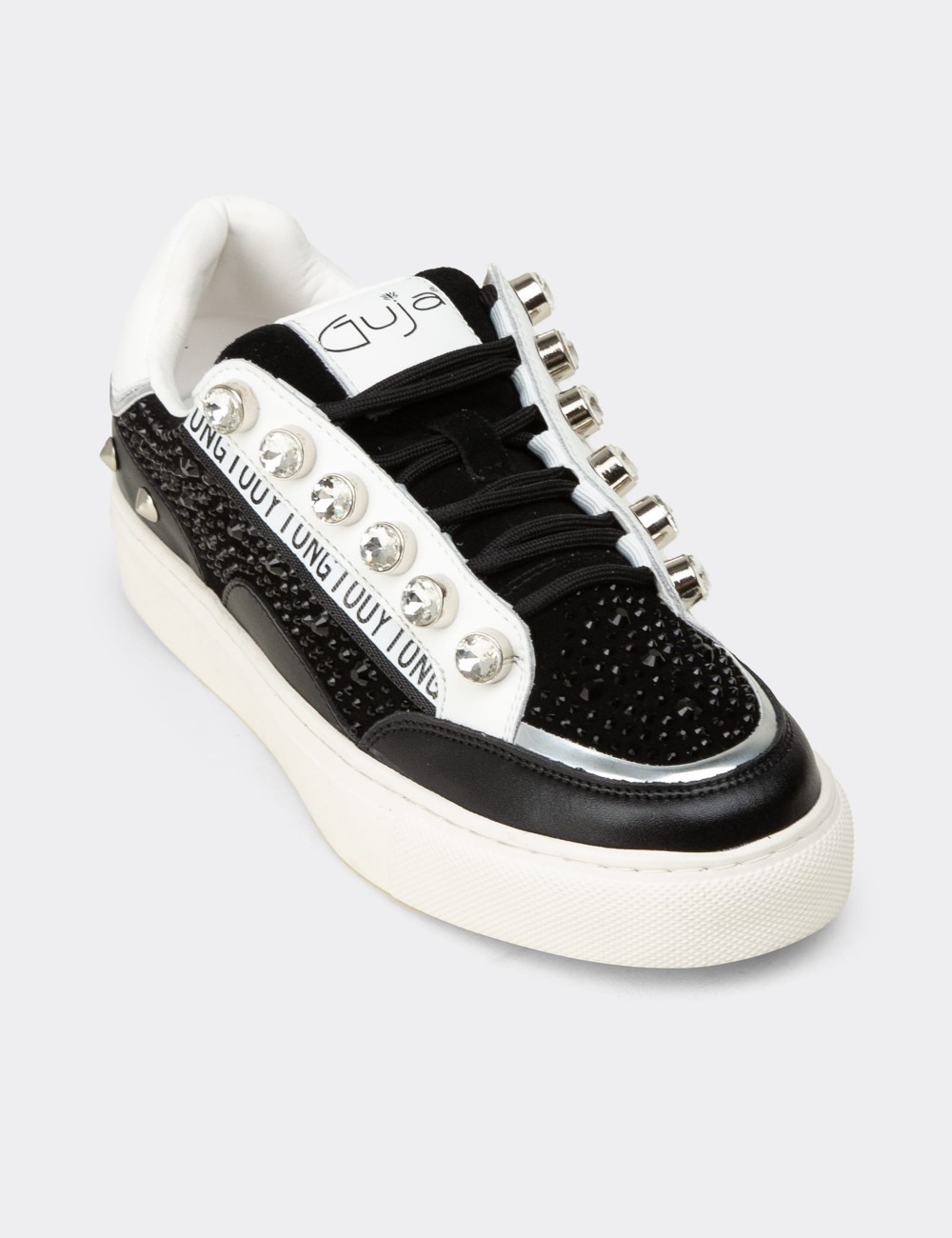 Women's Black Suede Leather Sneakers - 26273ZSYHC01