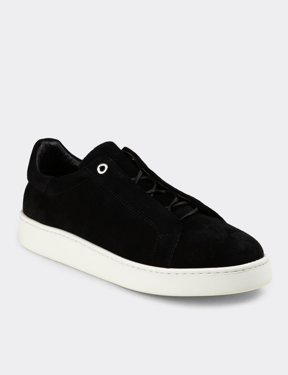 Men's Black Suede Athletic Shoes - 04444MSYHE01