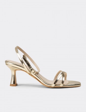 Women's Gold Evening Heels - SM220ZALTM01